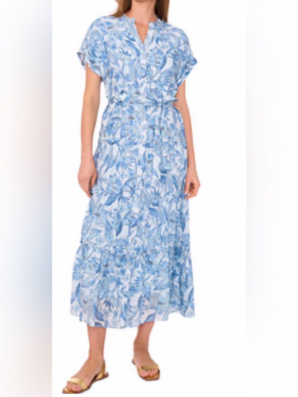 Vince Camuto Blue Floral Midi Dress